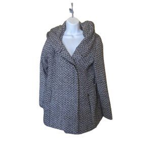 Black White Hooded Coat Size Medium